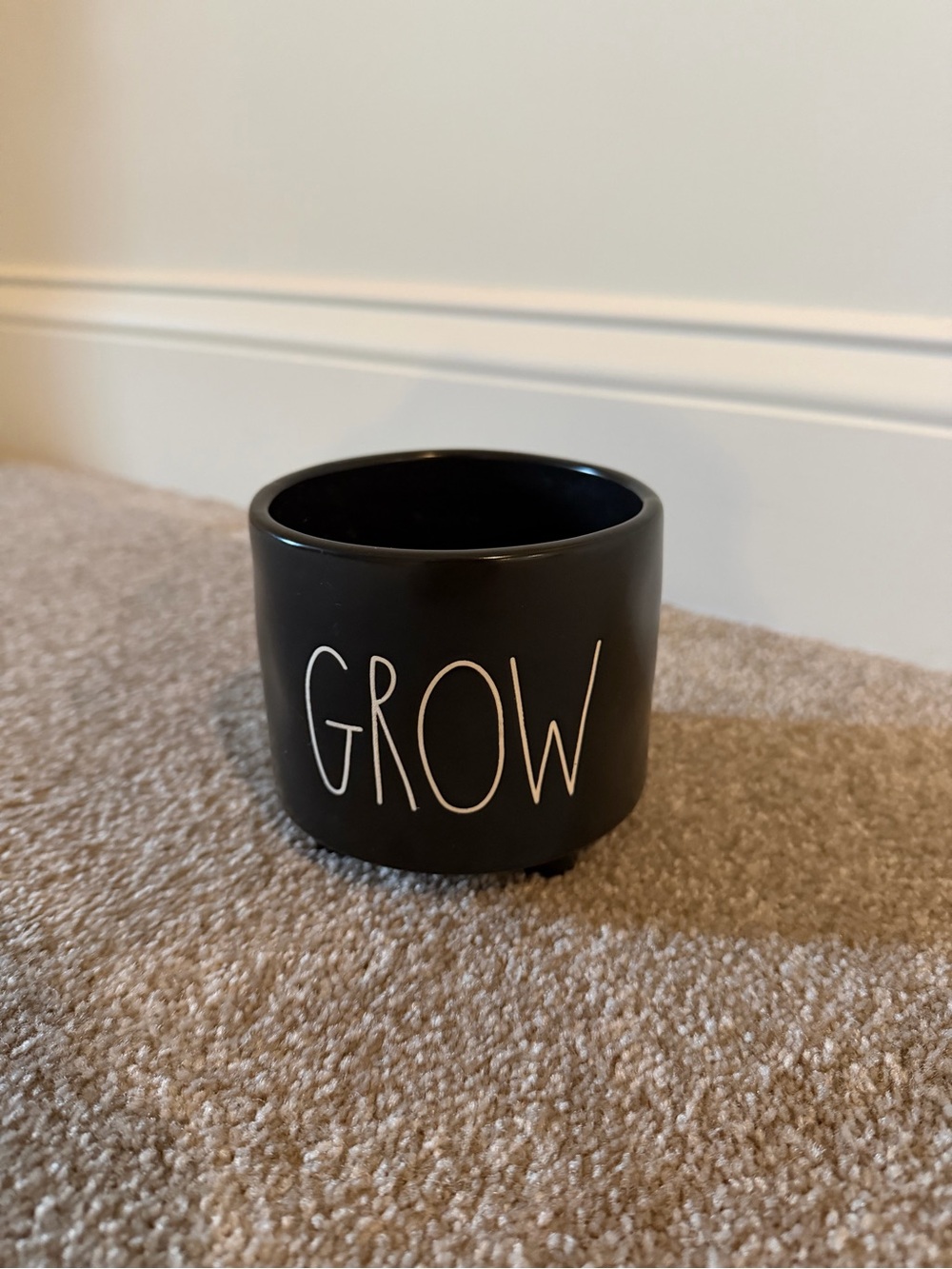 Rae Dunn Black "GROW" Ceramic Planter